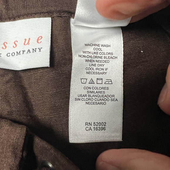 First Issue Liz Claiborne Brown Linen Blend Drawstring Pants Size 14 Monochrome - Picture 6 of 13